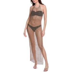 Simkhai Womens  Inaya Halter Neck Midi Dress, Brown